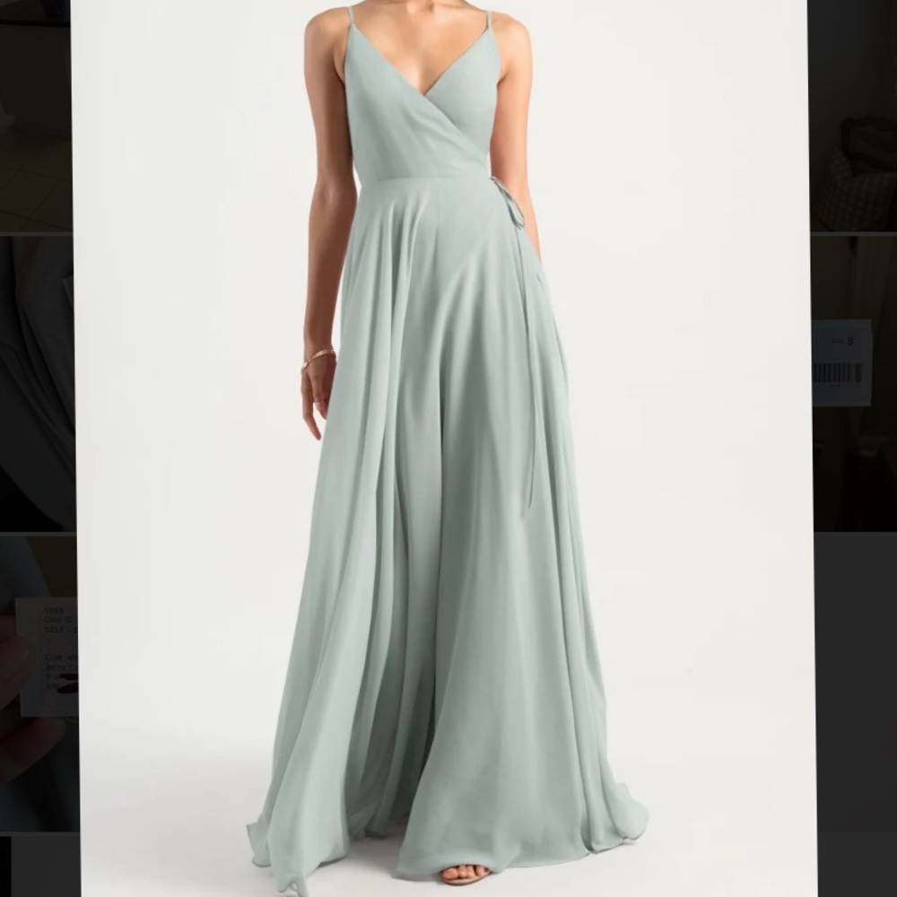 NWT Jenny Yoo sage luxe chiffon James bridal dress